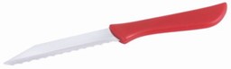 Bild von Küchenmesser mit rotem Griff, Wellenschliff
