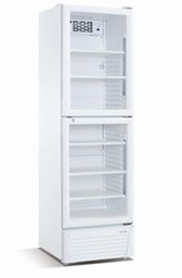 Bild von Kühlschrank weiß mit geteilter Glastür
