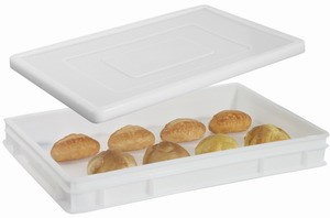 Bild von Pizzaballenbehälter, weiß, Polyethylen, 60 x 40 x 7,5 cm
