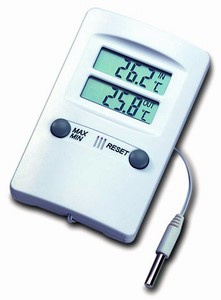 Picture of Min/Max-Thermometer, analogaus Kunststoff, weiß, mit Drucktaste
