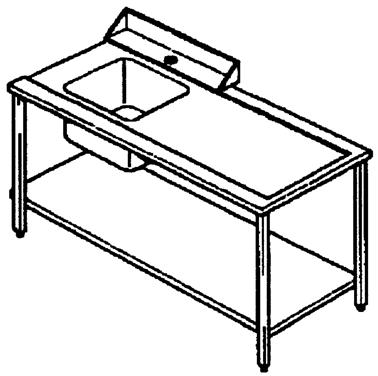 Bild von Zulauftisch rechts, 1800x750x850 mm , Becken links
