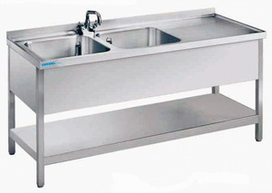 Picture of Chromonorm Spario Spültisch mit 2 Becken Tiefe 600 mm 
