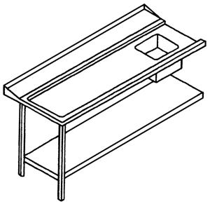 Bild von Zulauftisch, Anbau links, Becken rechts
