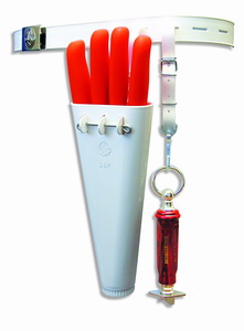Bild von Messerköcher für 4 Messer  m. Gürtel und Stahlhalteriemen
