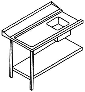 Bild von Zulauftisch, Anbau links, Becken rechts
