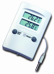 Bild von Min/Max-Thermometer, analogaus Kunststoff, weiß, mit Drucktaste
