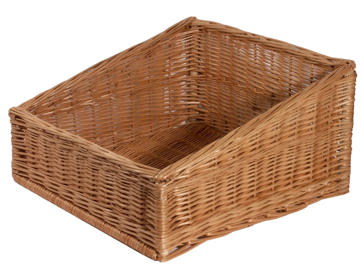 Picture of Brötchenschütte/Regalkorb, Vollweide natur lackiert, 45x45x13cm, Höhe hinten: 22 cm  