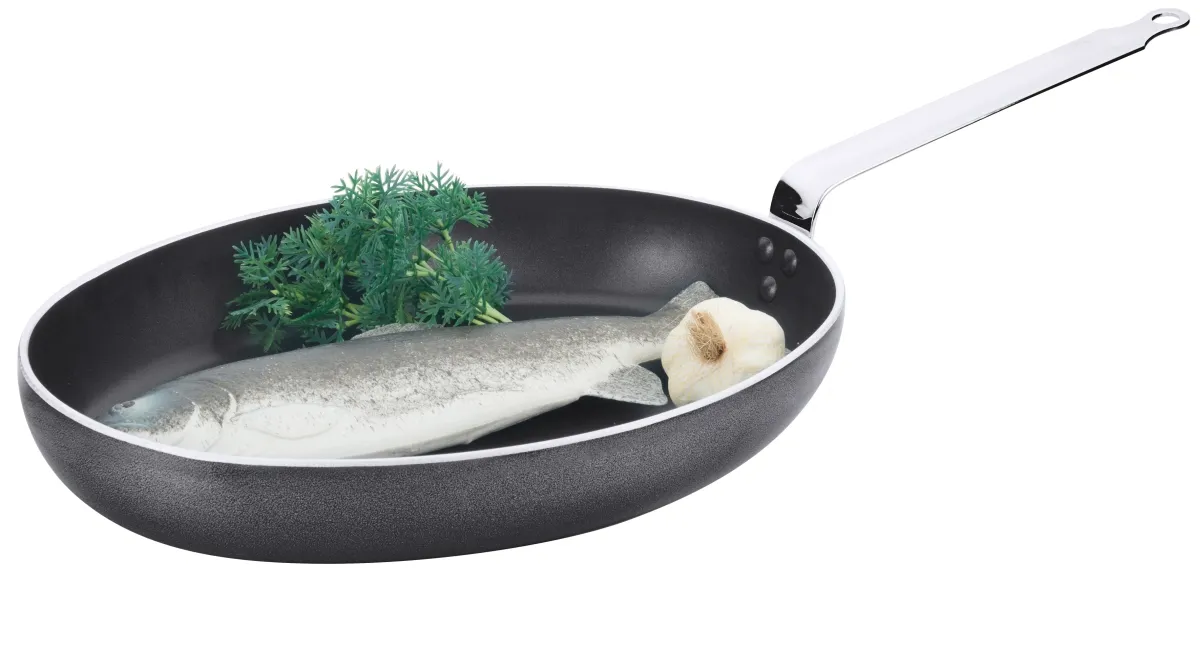 Picture of Pfanne oval 36 cm, Aluminium mit Edelstahlgriff, mit Antihaft-Beschichtung  