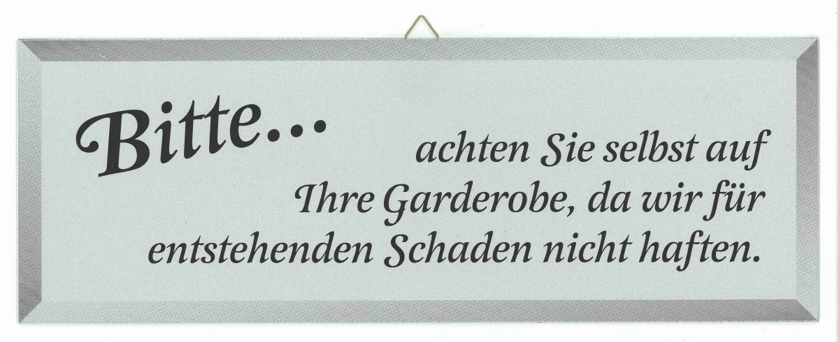 Picture of Schild "Garderobenhaftung"  