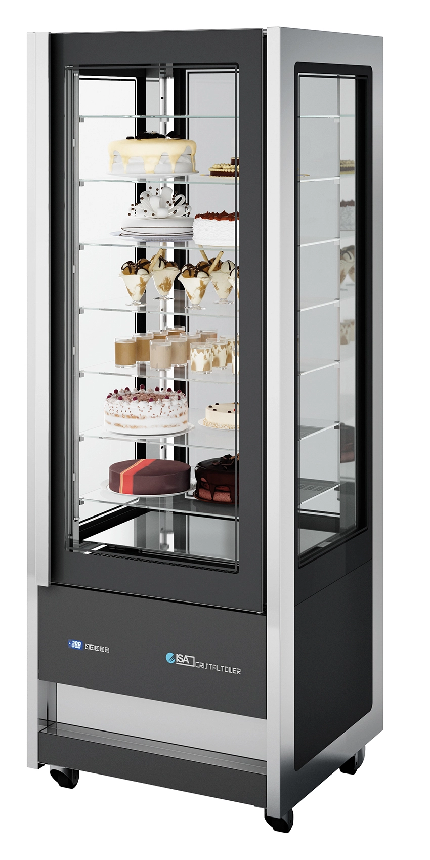 Bild von Panorama-Kühl- | Tiefkühlvitrine CRISTAL TOWER 750 RV TB / TN BLACK