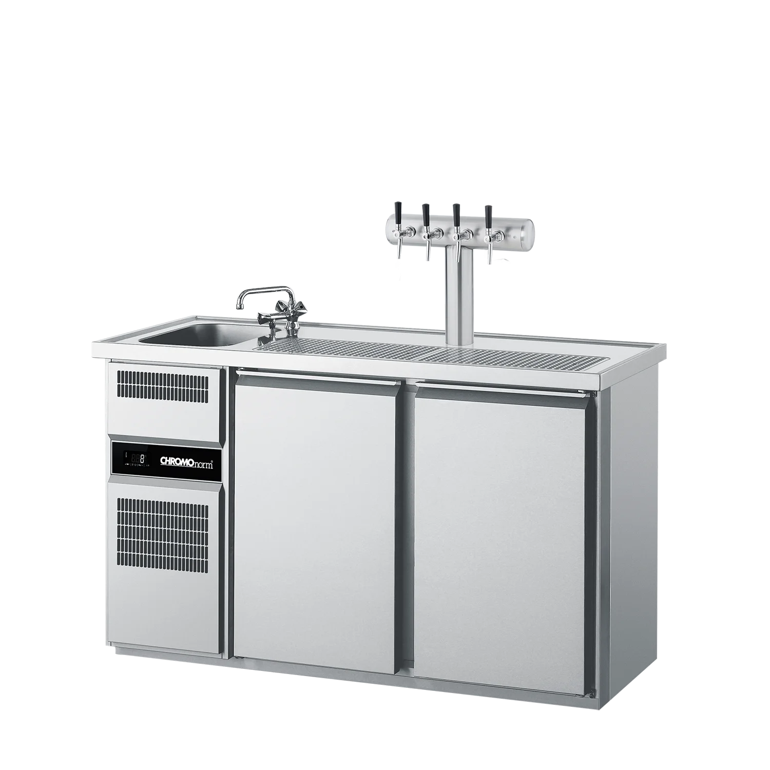 Bild von Getränketheke GN 1/1, 1 Becken links, mit Abdeckung, steckerfertig - 1550x700x980 mm