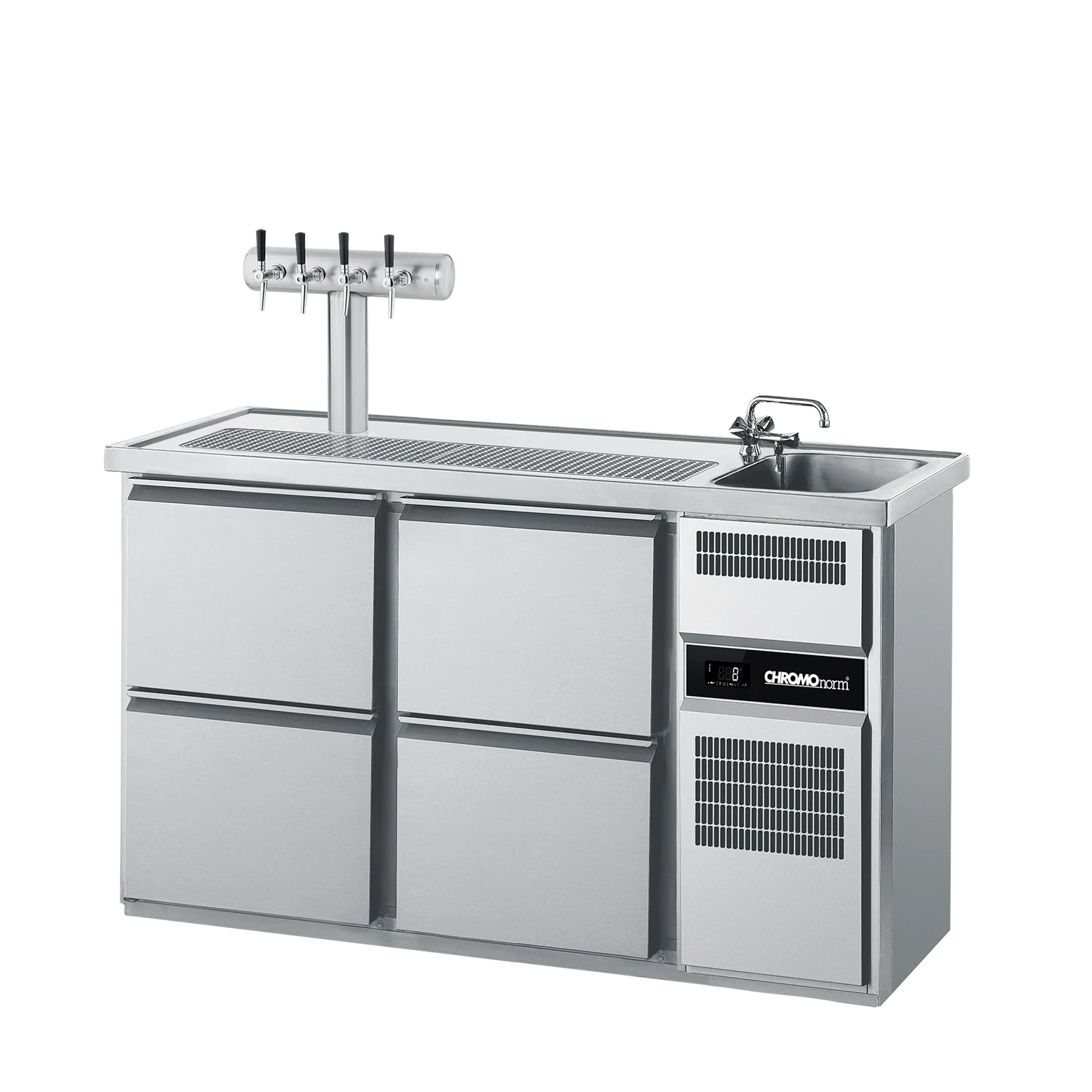 Bild von Getränketheke GN 1/1, 1 Becken rechts, 4 Züge 1/2 - 1550x700x980 mm