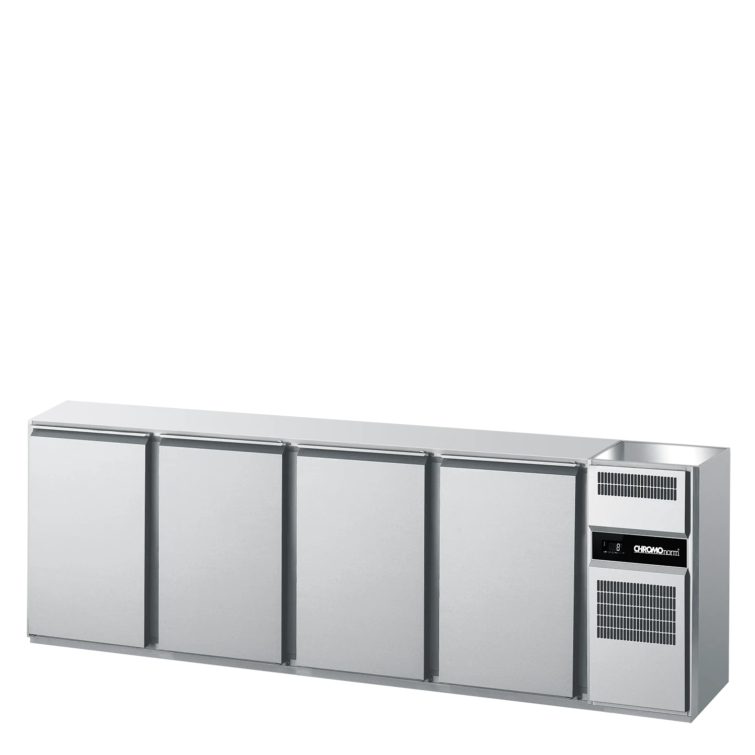 Bild von Getränketheke GN 1/1, 1 Becken rechts, 4 Türen, ohne Abdeckung, steckerfertig - 2600x656x930 mm