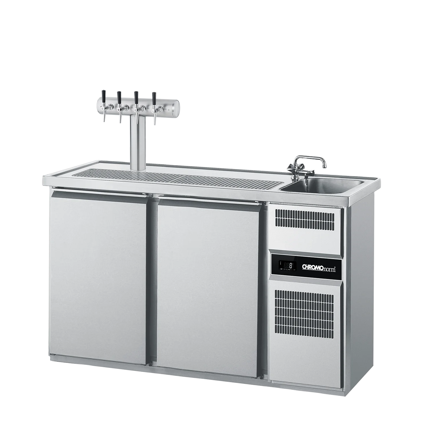 Bild von Getränketheke GN 1/1, 1 Becken rechts, mit Abedeckung, Zentralkühlung - 1550x700x980 mm