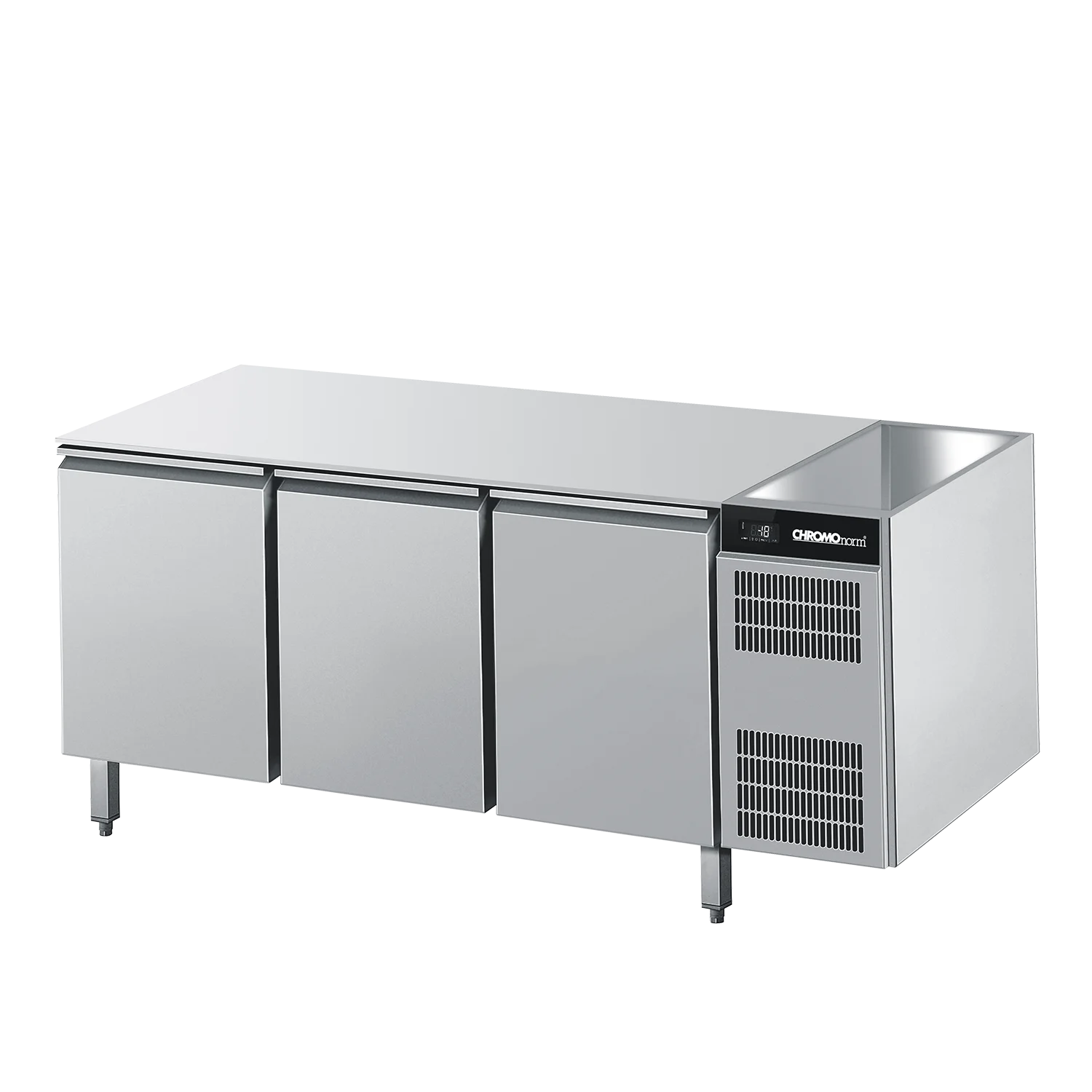 Bild von Tiefkühltisch GN 1/1, 3 Türen ohne Tischplatte, steckerfertig - 1675x680x800 mm