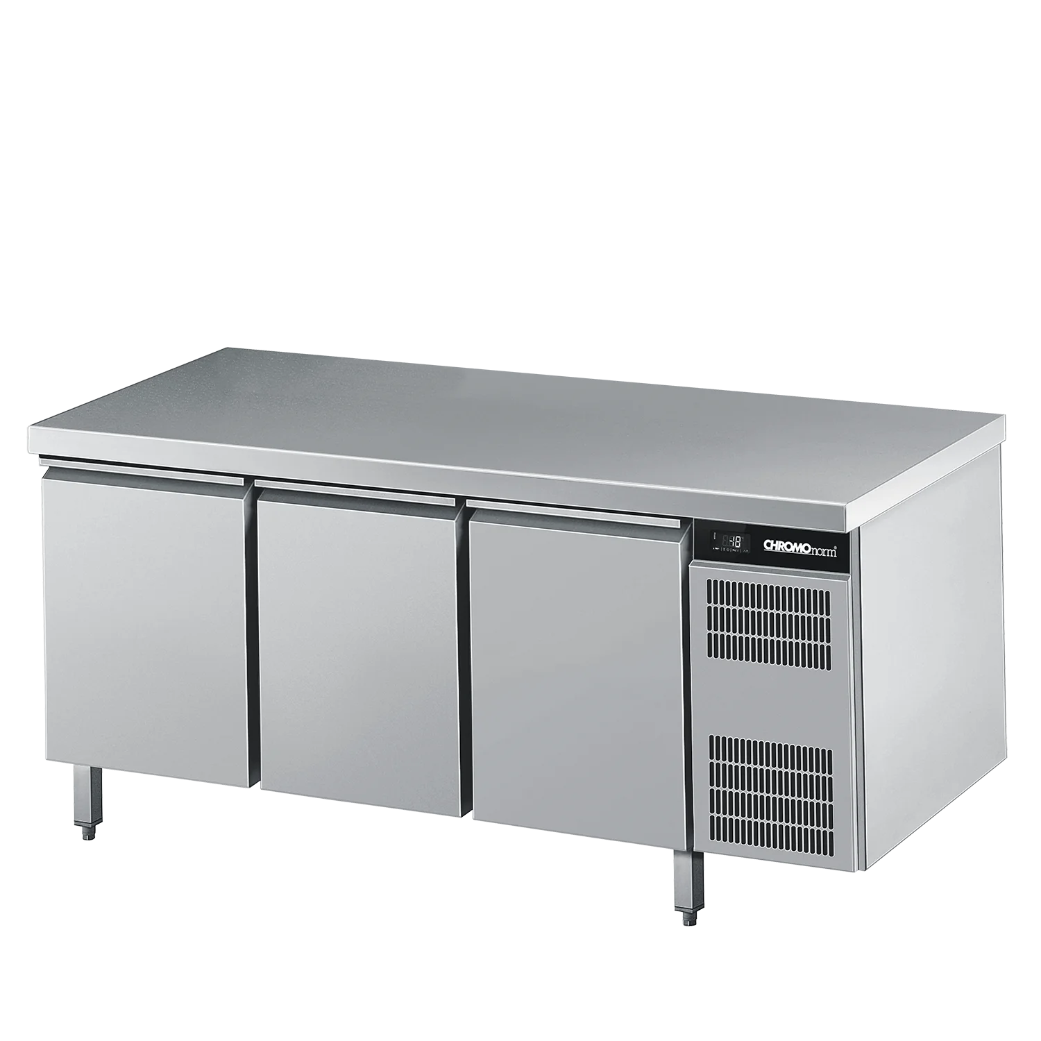 Bild von Tiefkühltisch GN 1/1, 3 Türen mit Tischplatte allseits ab, steckerfertig - 1725x700x850 mm