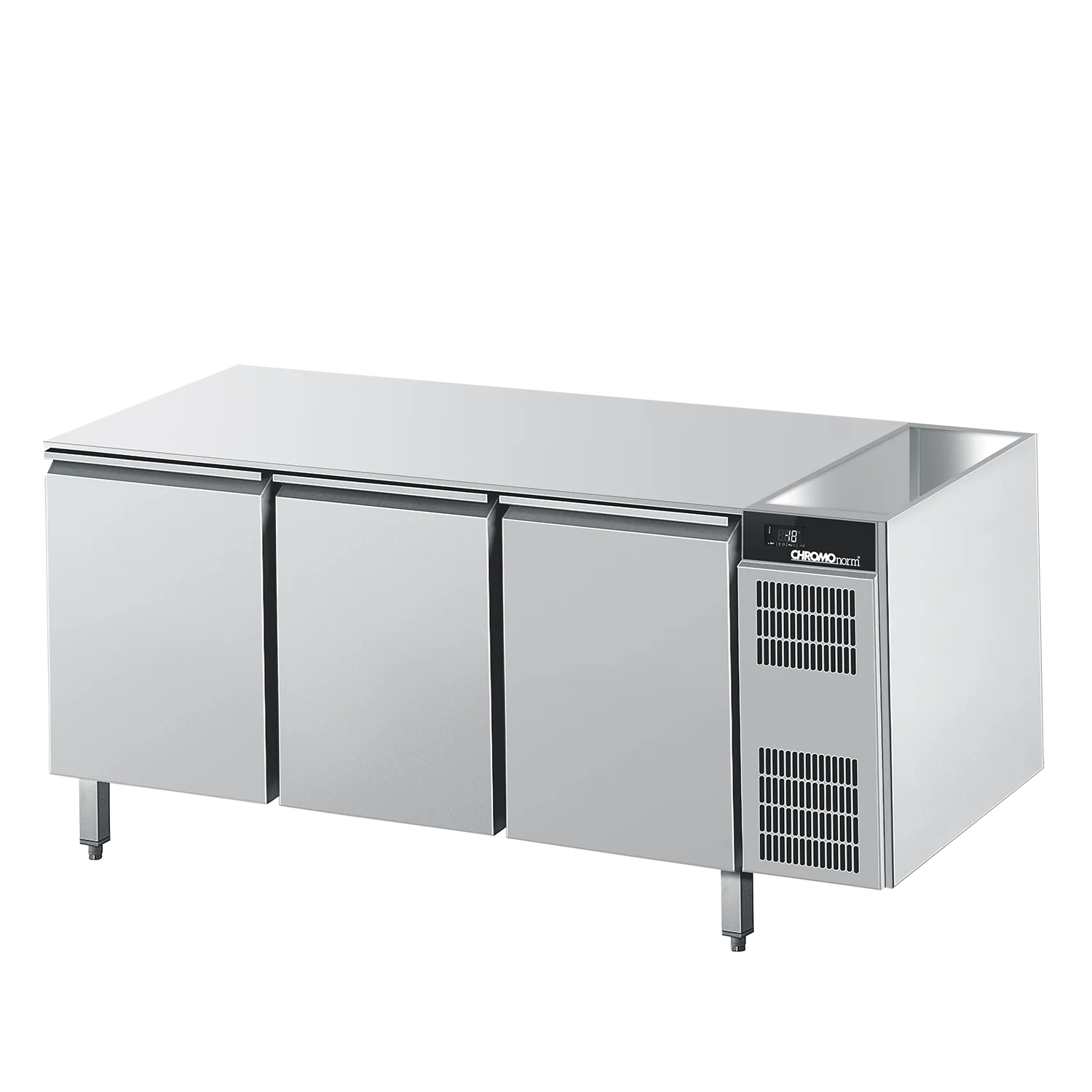 Bild von Tiefkühltisch GN 1/1, 3 Türen ohne Tischplatte, Zentralkühlung - 1575x680x800 mm