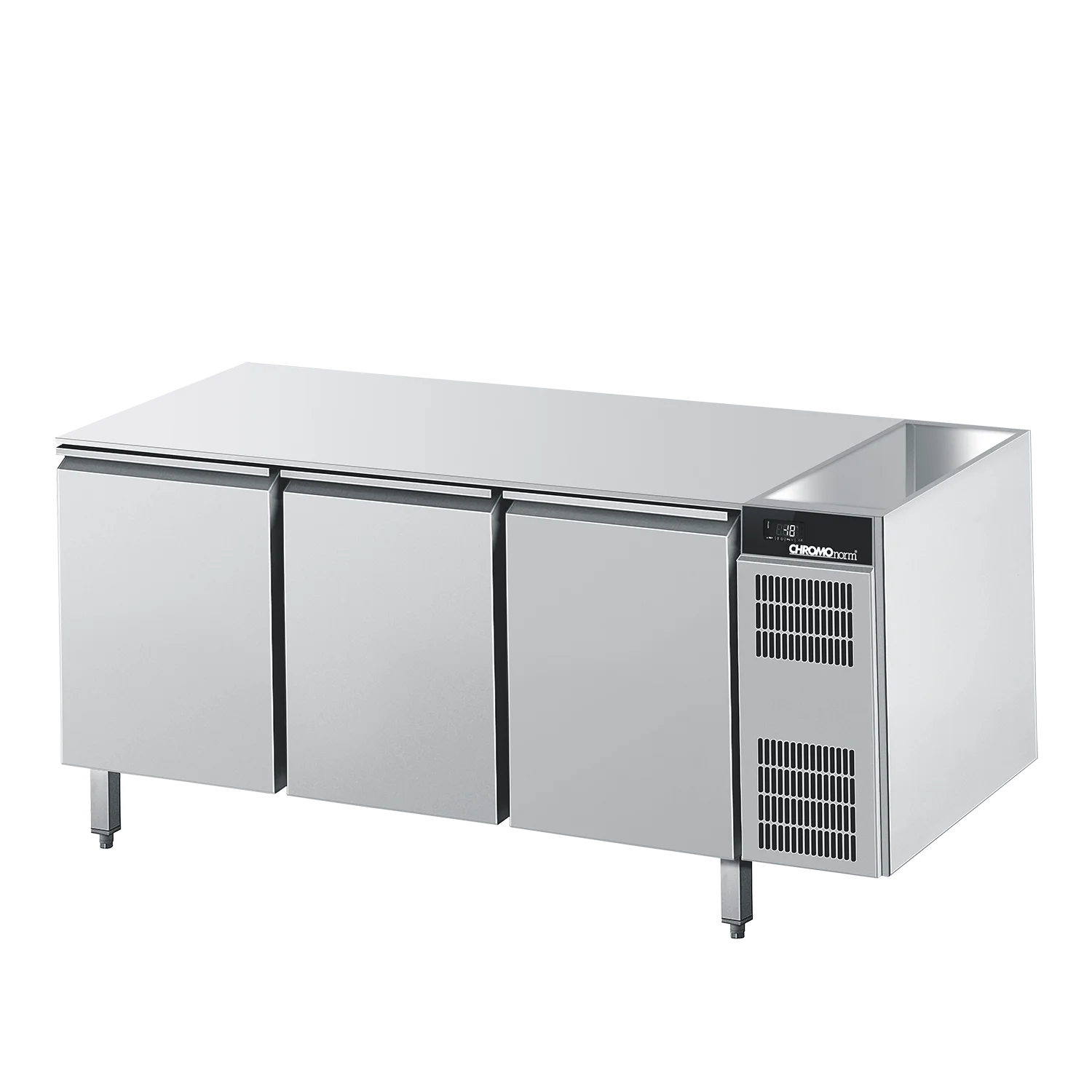 Bild von Bäckerei-Tiefkühltisch EN4060, 3 Türen ohne Tischplatte, Zentralkühlung - 1800x780x800 mm