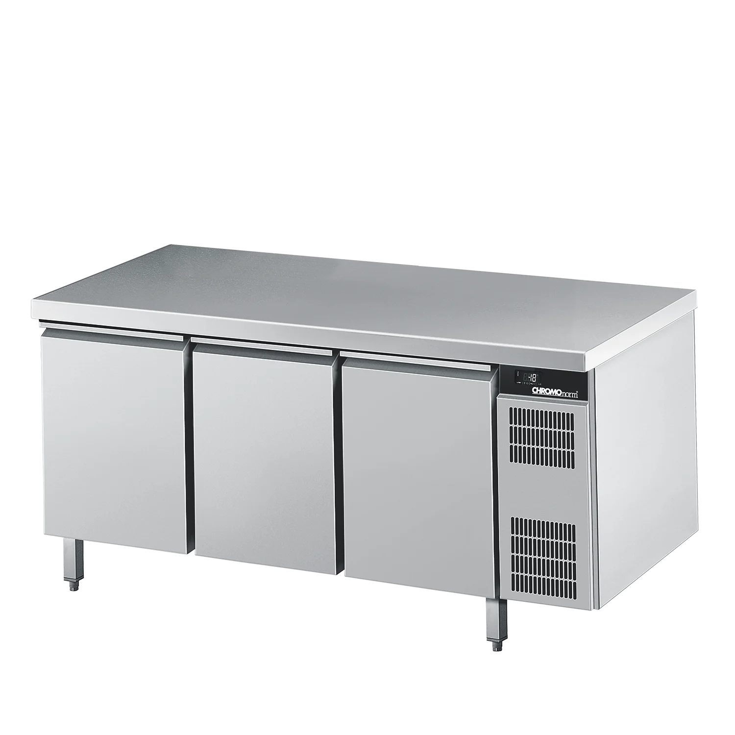Bild von Bäckerei-Tiefkühltisch EN4060, 3 Türen mit Tischplatte allseits ab, Zentralkühlung - 1850x800x850 mm