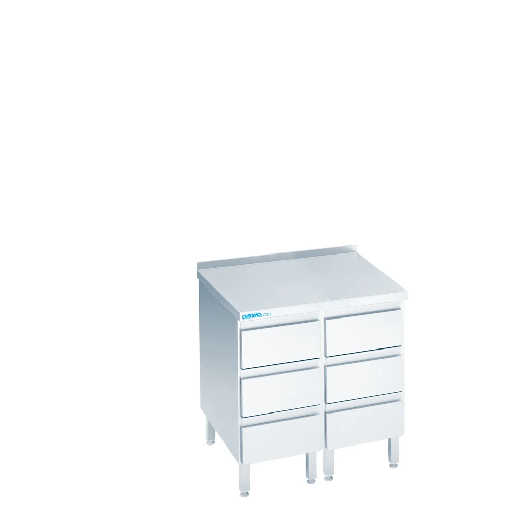 Bild von Schubladenblock mit 6 Schubladen, mit Tischplatte hinten auf - 800x600x850/900 mm