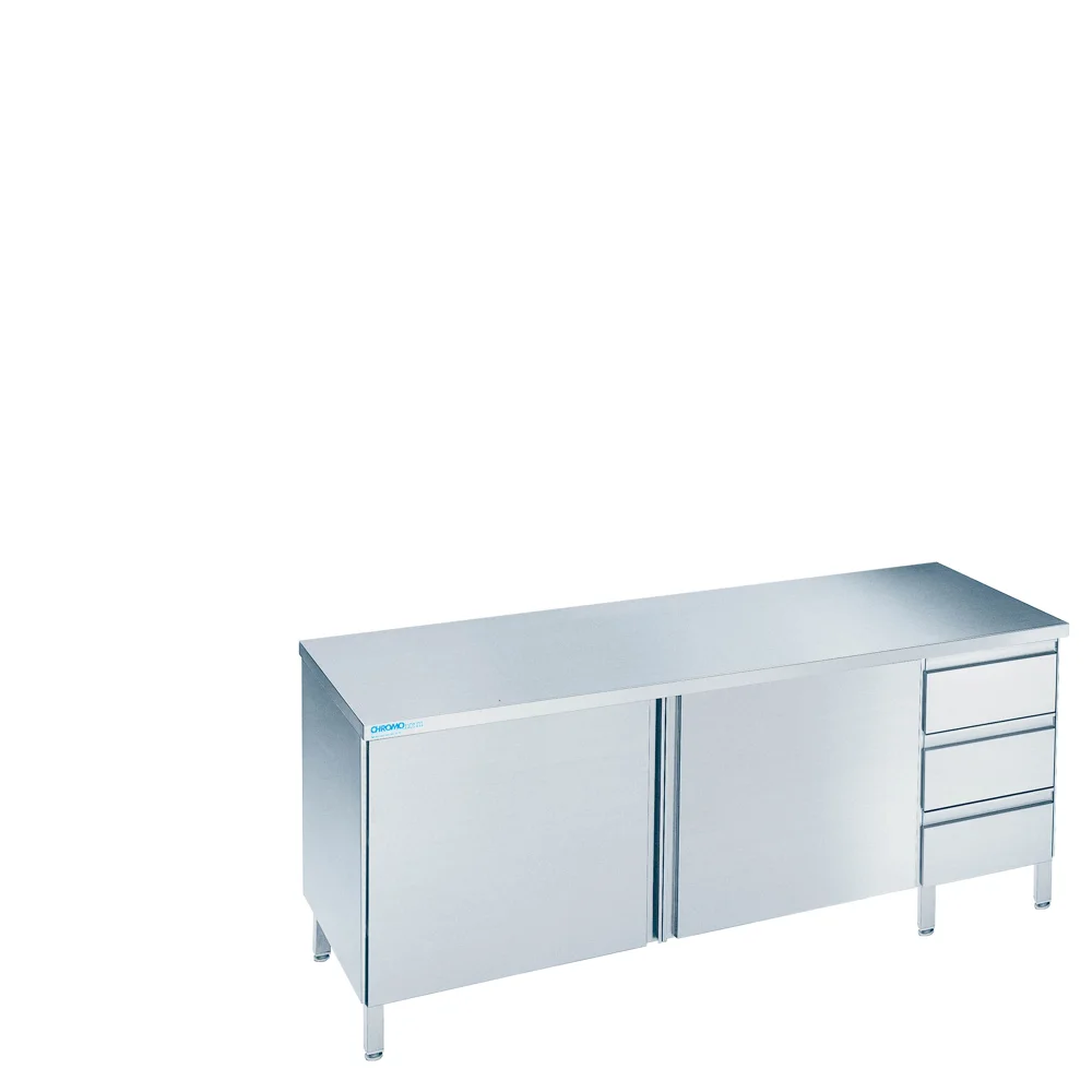 Bild von Arbeitsschrank mit Flügeltüren und Schubladenblock rechts, mit Tischplatte allseits ab - 1200x600x850/900 mm