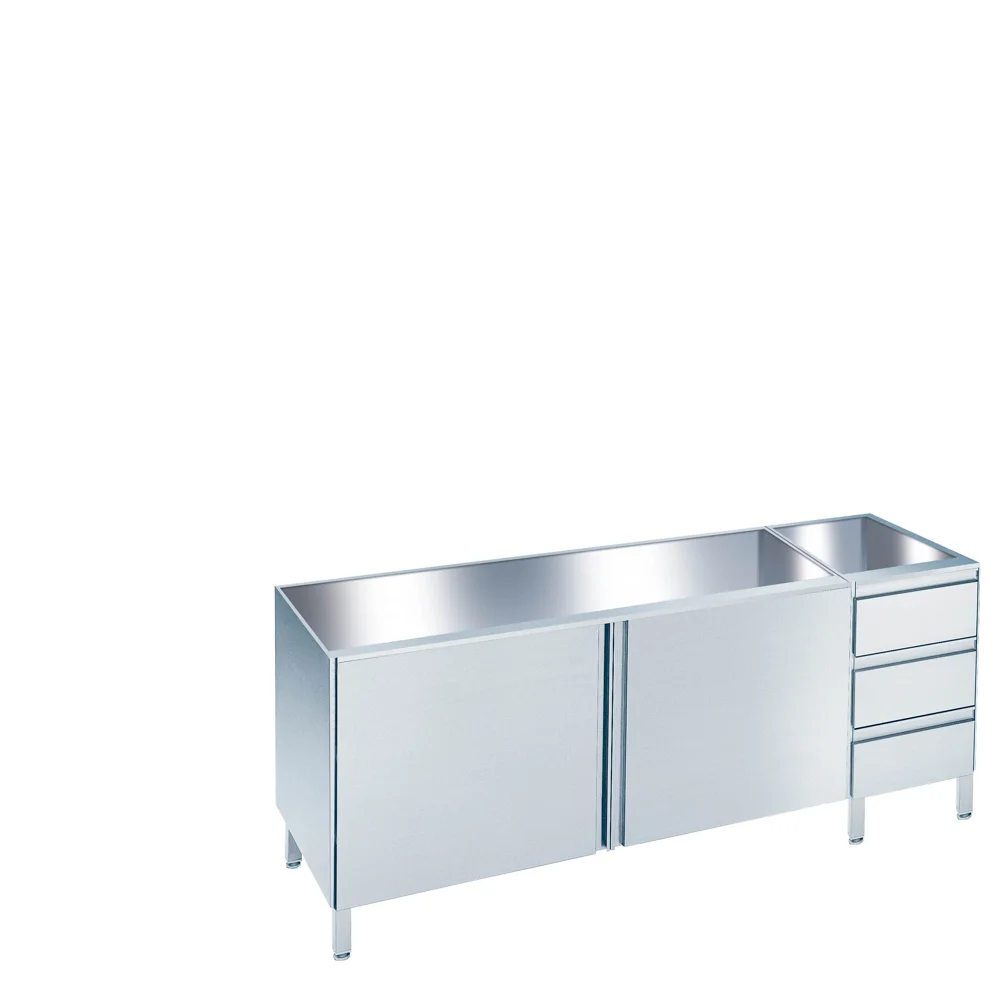 Bild von Arbeitsschrank mit Flügeltüren und Schubladenblock rechts, ohne Tischplatte - 1200x560(600)x800/850 mm