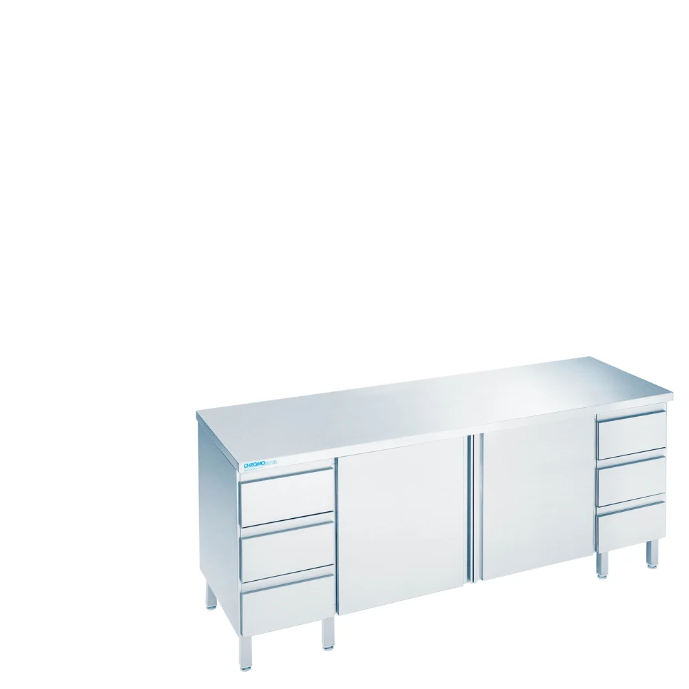 Bild von Arbeitsschrank mit Flügeltüren und Schubladenblöcken, mit Tischplatte allseits ab - 1600x600x850/900 mm