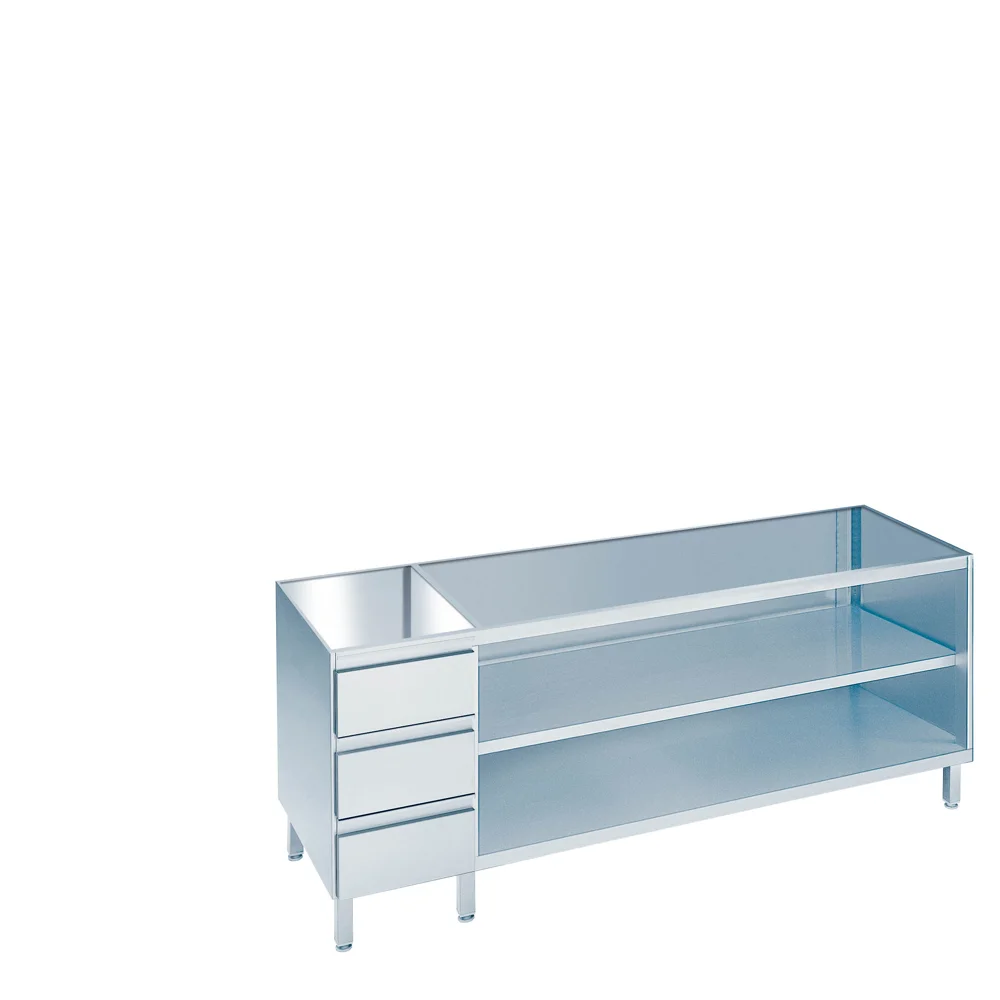 Bild von Arbeitsschrank offen mit Schubladenblock links ohne Tischplatte - 800x560(600)x800/850 mm