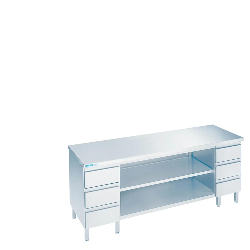 Bild von Arbeitsschrank offen mit Schubladenblöcken, mit Tischplatte allseits ab - 1200x600x850/900 mm