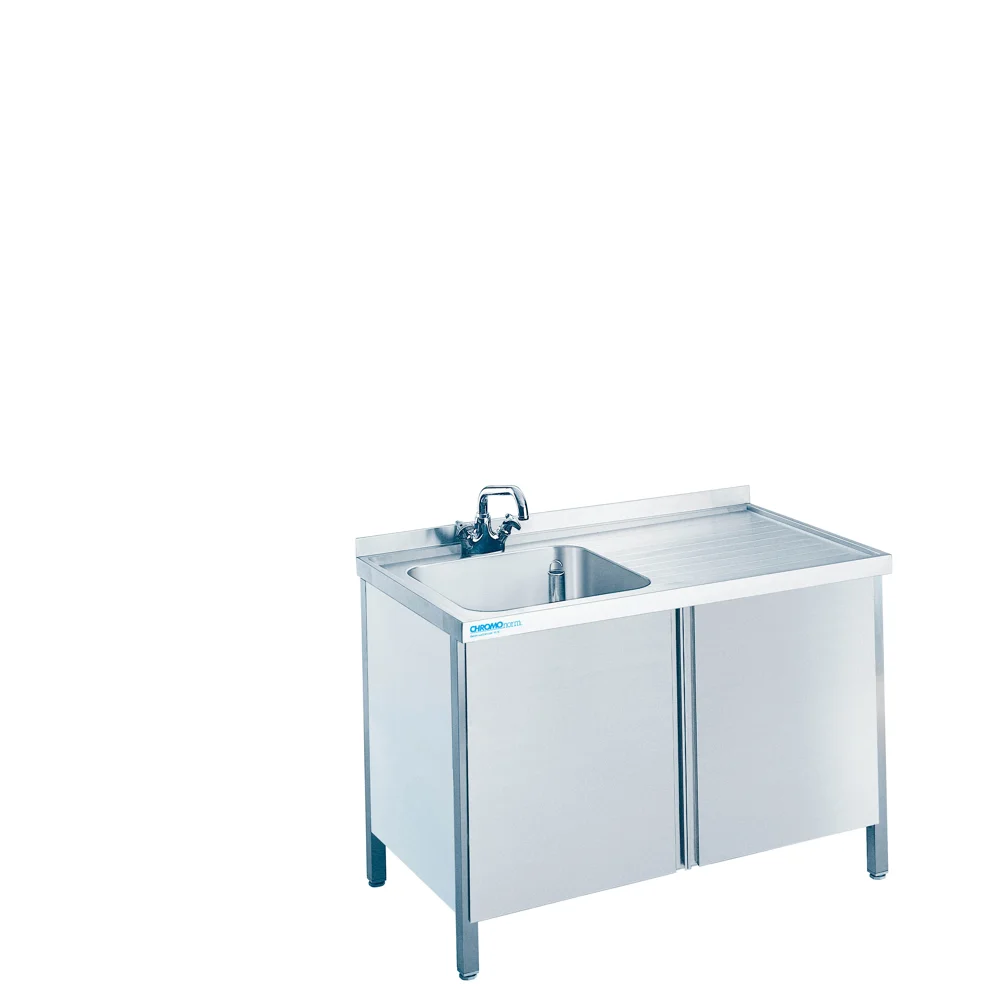 Bild von Spültisch mit 1 Becken links und Flügeltüren - 1200x600x850/900 mm