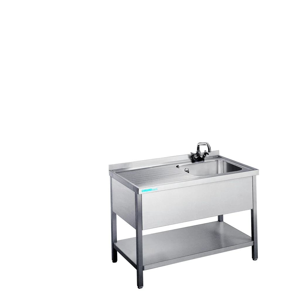 Bild von Spültisch mit 1 Becken rechts und Zwischenboden - 1200x600x850/900 mm