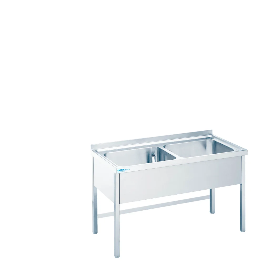 Bild von Spültisch mit 2 Becken Mittig, offen - 1400x700x850/900 mm