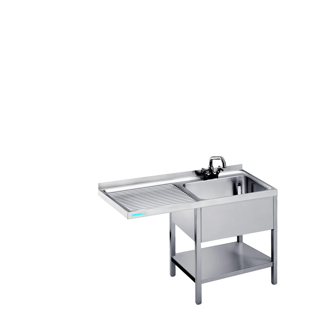 Bild von Spülcenter mit 1 Becken rechts und Zwischenboden - 1200x600x850/900 mm