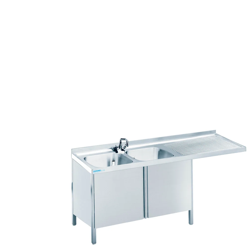 Bild von Spülcenter mit 2 Becken links und Flügeltüren - 1500x600x850/900 mm