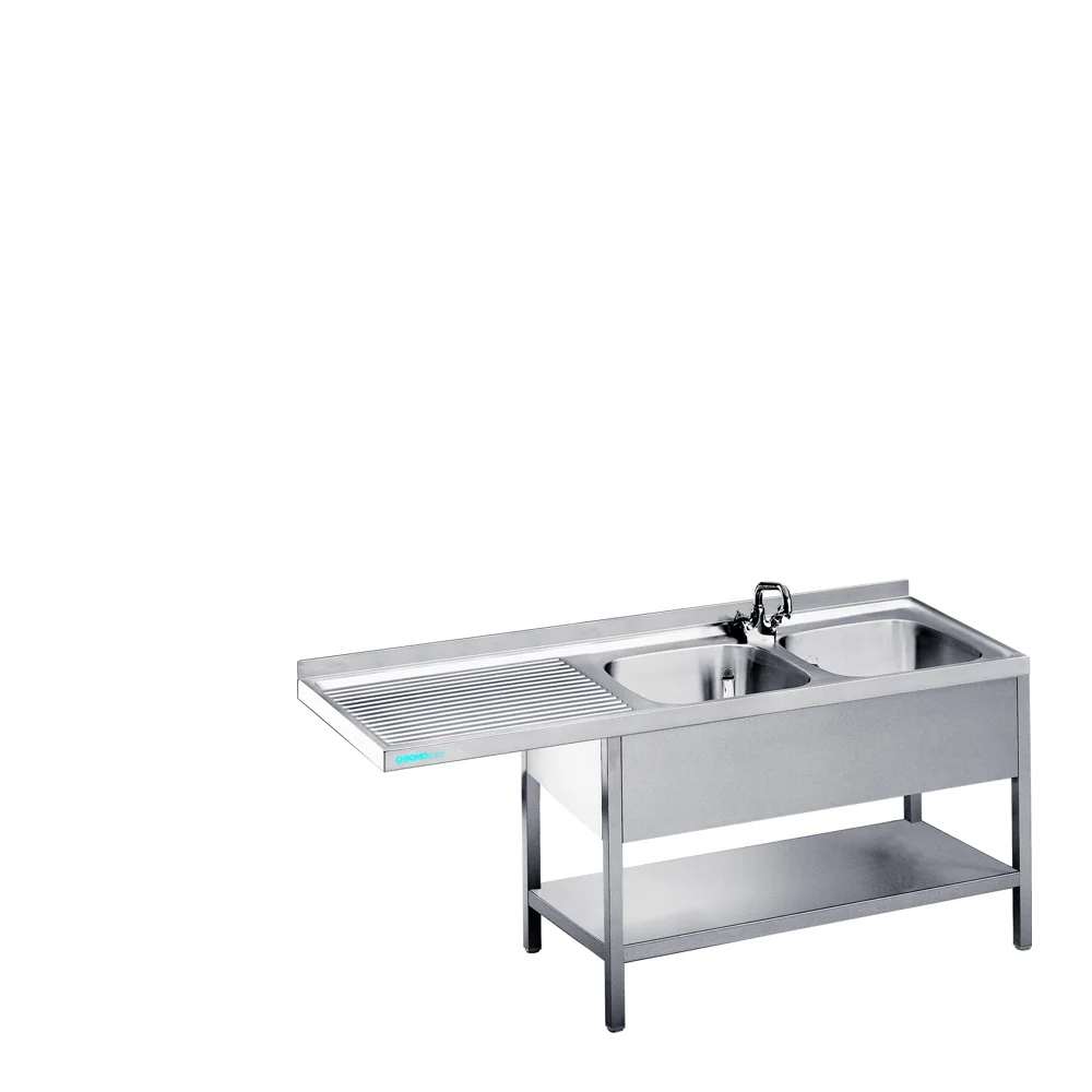 Bild von Spülcenter mit 2 Becken rechts und Zwischenboden - 1800x600x850/900 mm