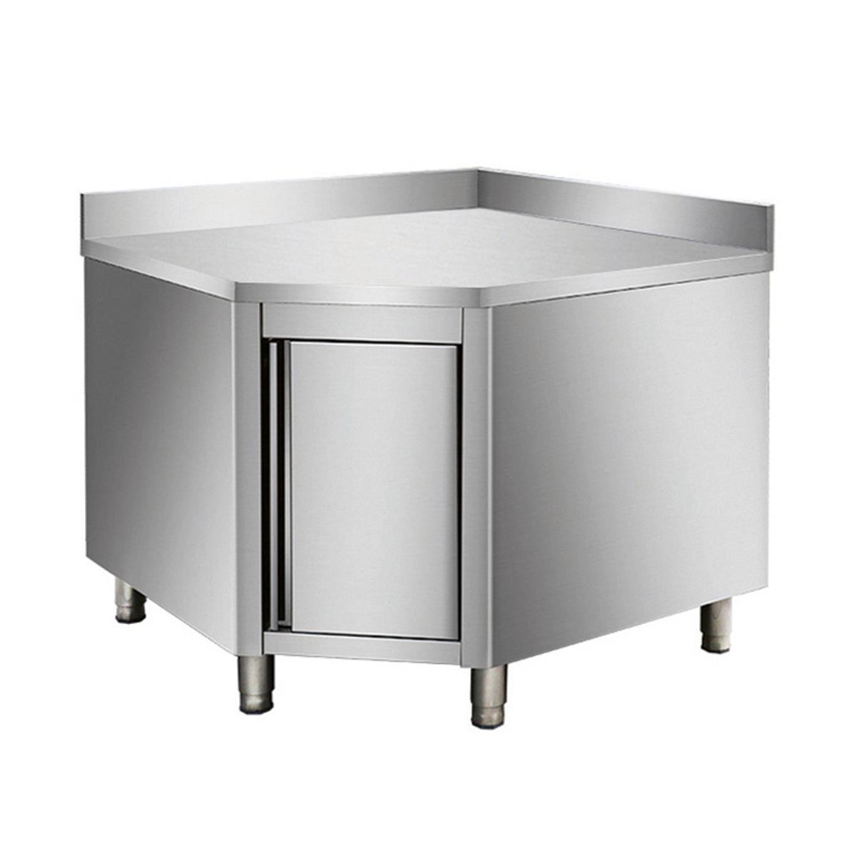 Bild von Arbeitsschrank aus Edelstahl, mit Aufkantung, Eckmodul 700er Bautiefe