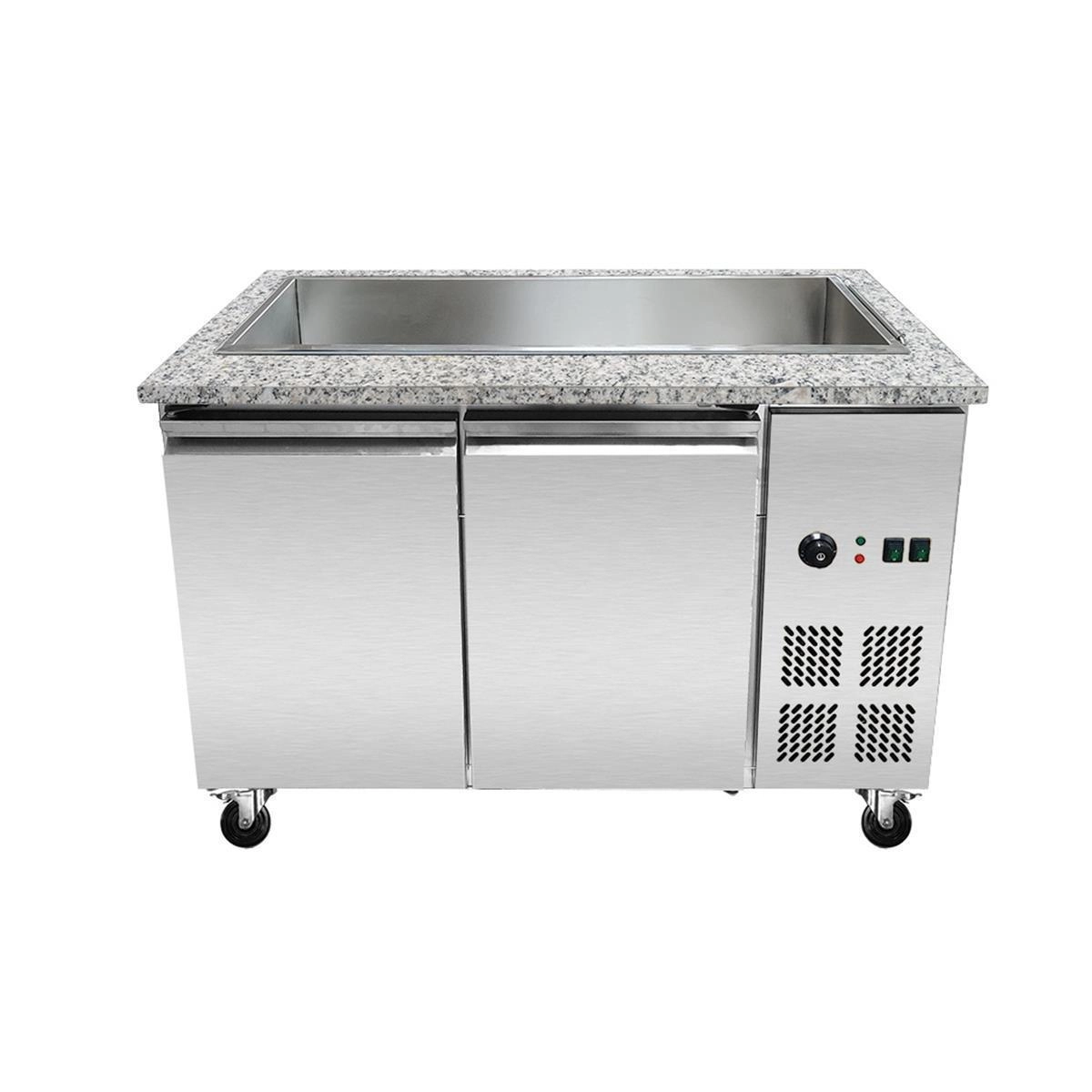 Bild von SNACK-Line Bain-Marie Theke 3x GN1/1, Granit Star Galaxy schwarz, 123x82x85,5 Glasaufbau Klarglas mit Zwischenablage, H=496mm