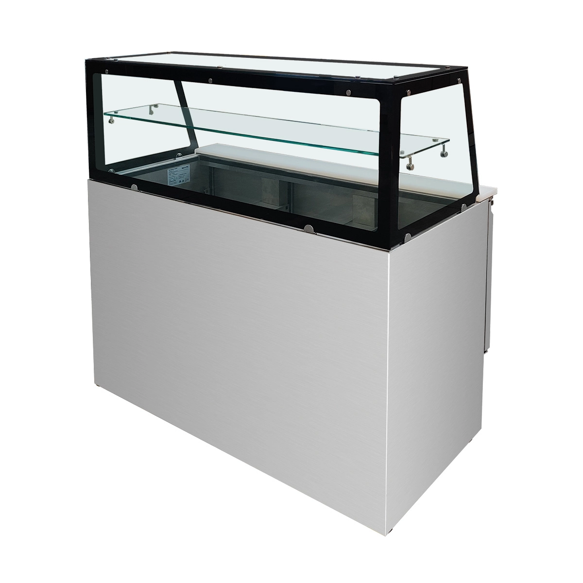 Bild von Saladette 2 Türen, 90 x 70 gerader Glasaufbau, Klarglas mit schwarzem Rand