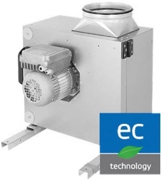 Bild von Küchen Abluftbox / Ventilator 230 V | doppelschalige Paneele aus verzinktem Stahlblech | variable Gestaltung der Ausblasrichtung | mit Fettauffangwanne | EC-Motor außen | 492 x 265 x 435 mm | 200 mm Durchmesser