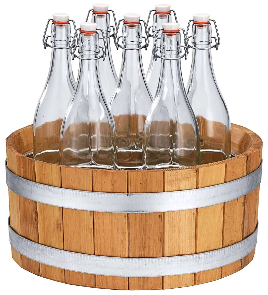 Bild von CARAFINE NAT 'Septet' Holzfass, Metallrahmen Eiseinsatz, Bügelfl.