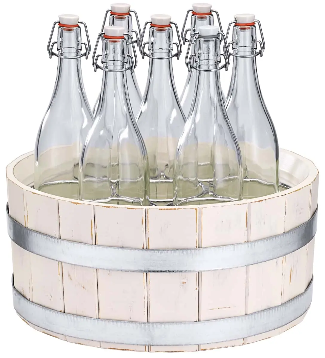 Bild von CARAFINE VINT 'Septet' Holzfass, Metallrahmen Eiseinsatz, Bügelfl.