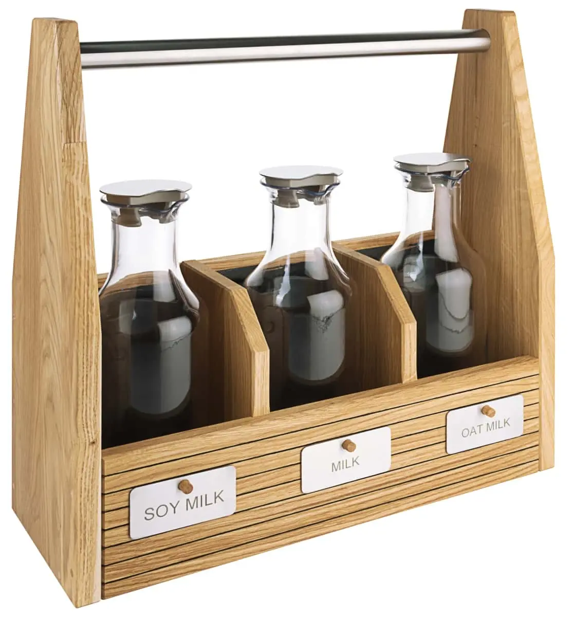 Bild von CARAFINE OAK 'Trio', aus Eichenholz mit 3 Kunststoffkaraffen