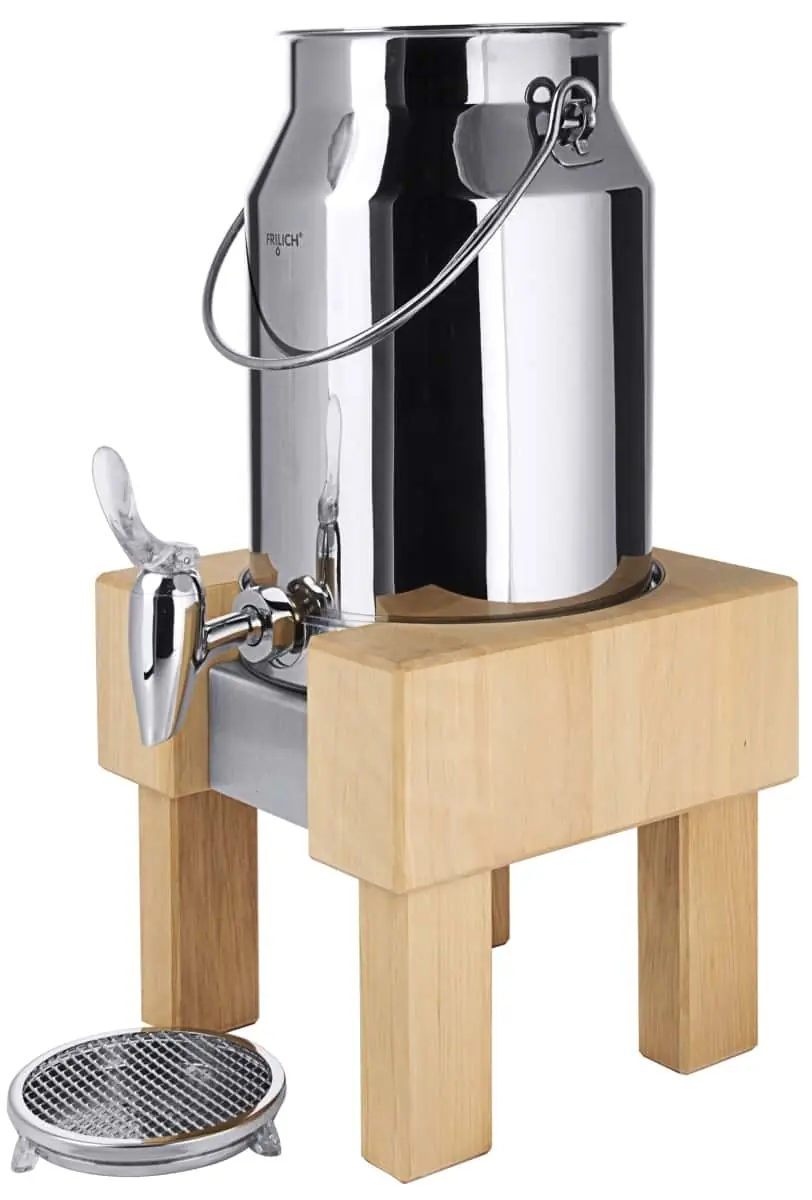 Bild von PURE NATURE 'Milchkanne 5 l' EdelstahlHahn, Crasheisröhre, Holzfuß