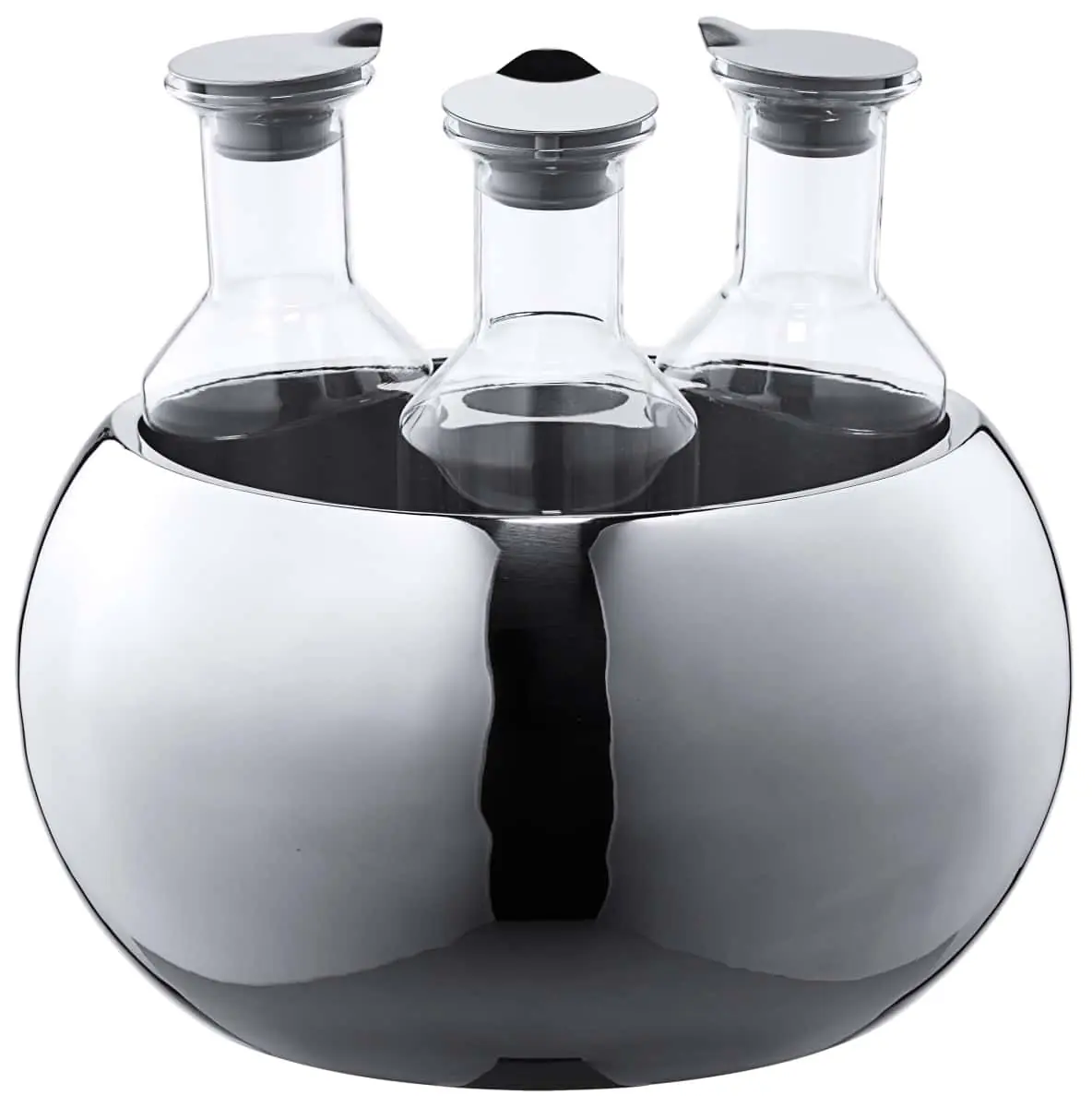 Bild von CARAFINE 'Triplet' - polierte Edelstahlkugel, 3 Kunststoffkaraffen