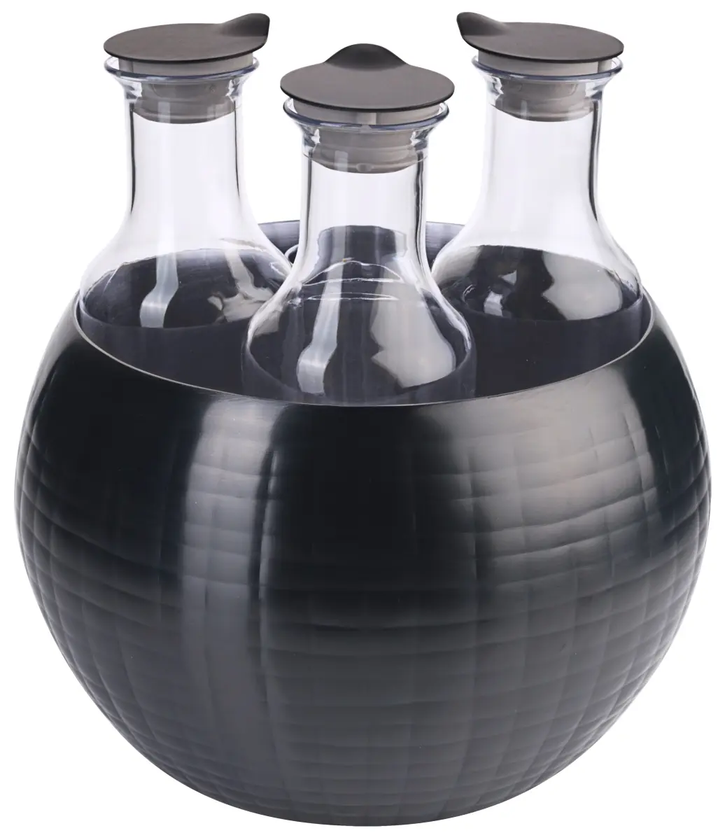 Bild von CARAFINE BLACK 'Triplet'
PVD schwarz, doppelwandig, gehämmert,3 Kunststoffkaraffen
