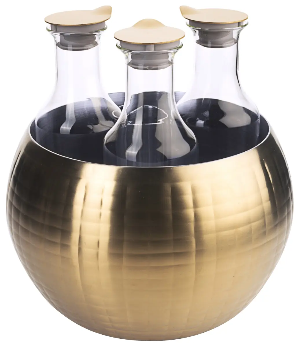 Bild von CARAFINE BLACK 'Triplet'
PVD gold, doppelwandig, gehämmert, 3 Glaskaraffen