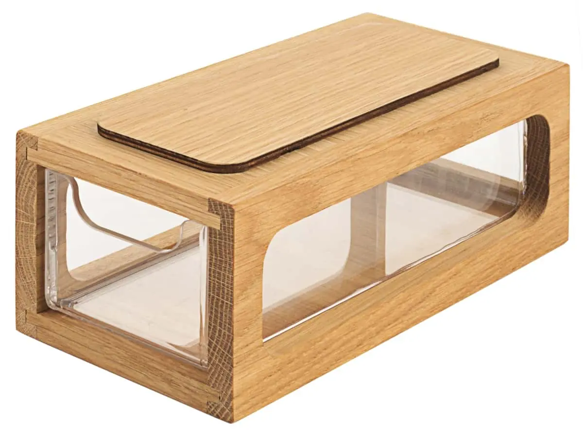 Bild von BOX OAK'Bits & Pieces Slender' Stapelbare Box, Schubfach a.Acrylglas