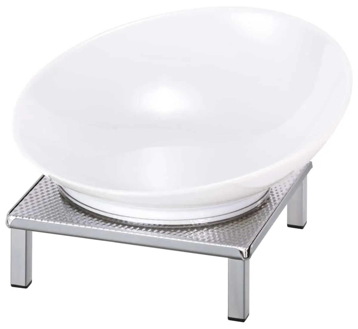 Bild von RAISER INOX 'Buffetschale' Porzellan,weiß, Edelstahlfuß, H:17,5 cm