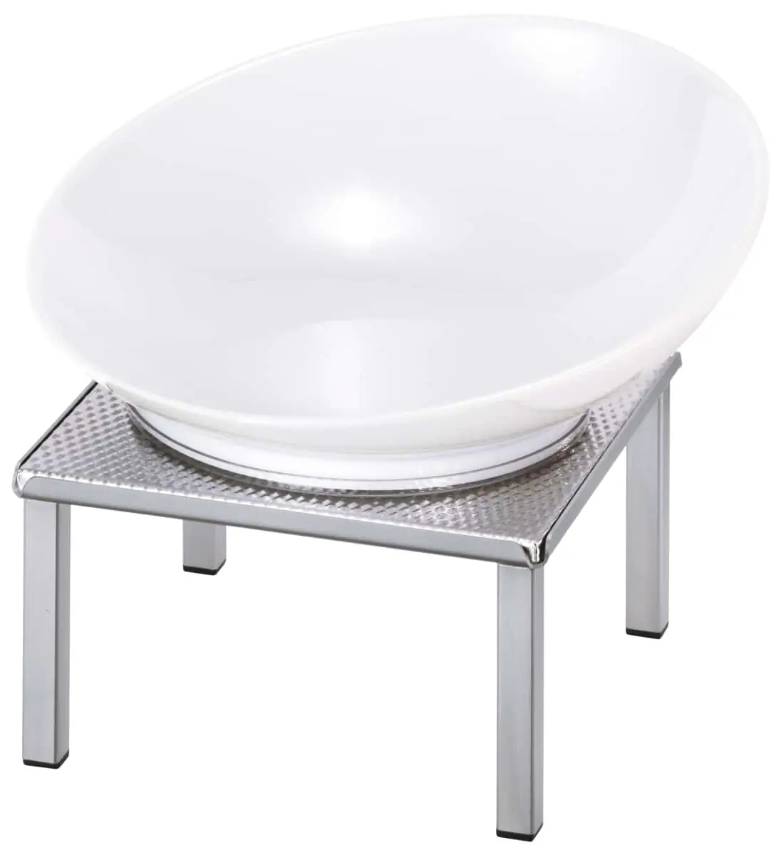 Bild von RAISER INOX 'Buffetschale' Porzellan,weiß, Edelstahlfuß, H:22,5 cm