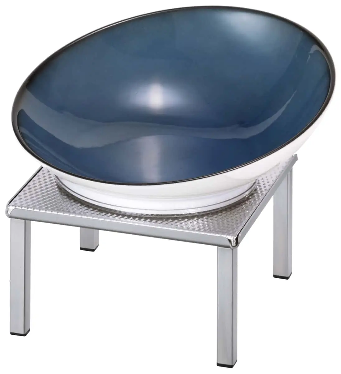 Bild von RAISER INOX 'Buffetschale' Porzellan,blau, Edelstahlfuß, H:22,5 cm